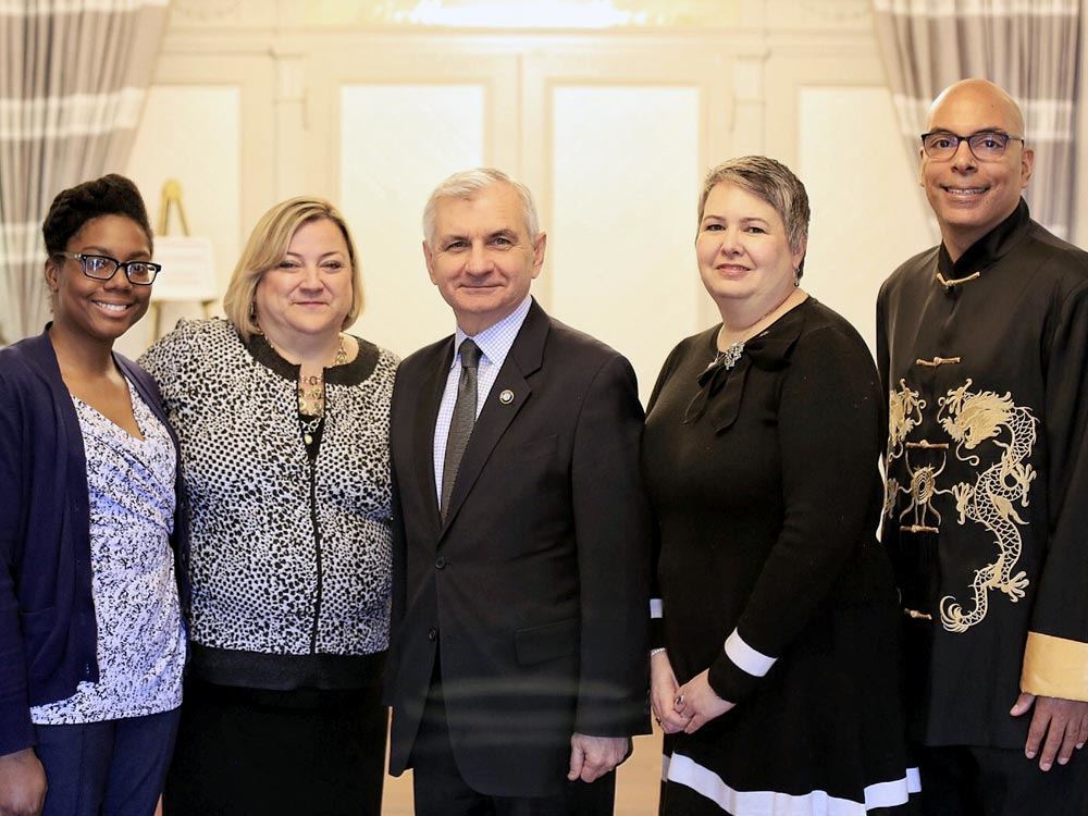 Monique Vernon, LISC AmeriCorps Rhode Island; Jeanne Cola, Executive Director LISC Rhode Island; The Honorable Jack Reed, U.S. Senator (RI); Stacey Rapp, Director, LISC AmeriCorps; Robert King Kee, College of Staten Island, CUNY